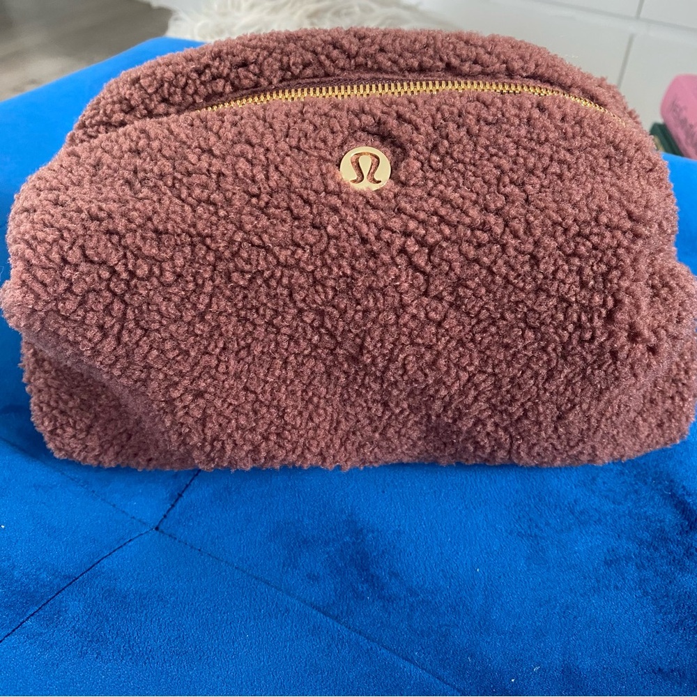 Lululemon Athletica Cozy Brown Sherpa Cosmetic Bag